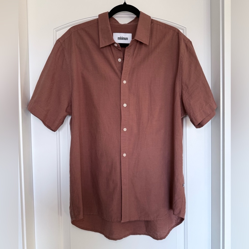 Minimum Jole Linen Blend Summer Normcore Lagenlook Button Down Shirt size XL